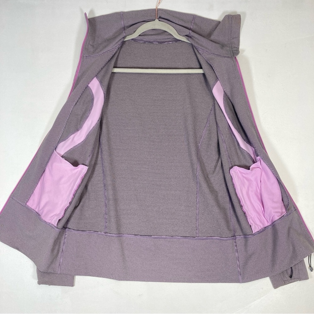 LULULEMON Size 10 Stride Jacket *Brushed in Lilac Heathered Coat Striped - Picture 3 of 15